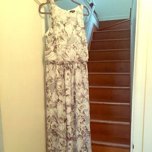 Chaps Gray Floral Long Dress-never worn